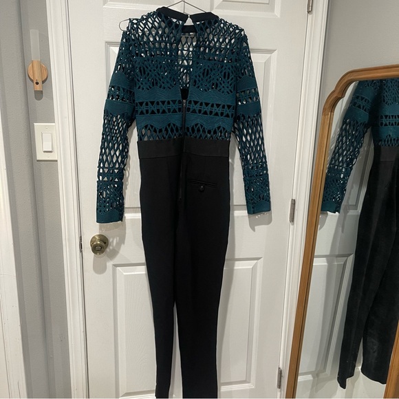 Self-Portrait Taylor Swift Lattice Lace Mock Neck Long Sleeve Jumpsuit - Picture 7 of 8